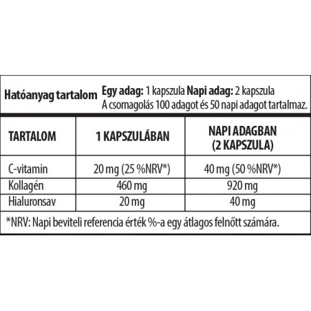 Biocom Kollagén+Hyaluron+C-vitamin 100db